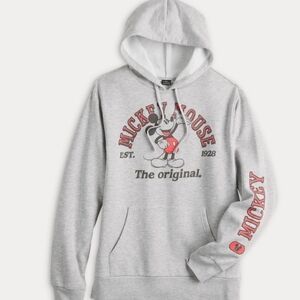 Disney Mickey Mouse Mens Gray Hoodie Sweatshirt Sz M Nwt